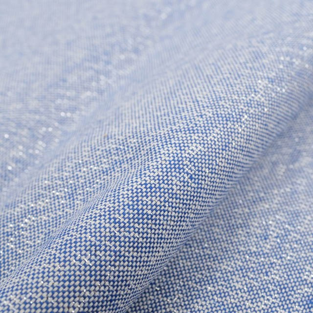 Effet Lin Lurex Enduit 160 Bleu Argent - Maison Klem